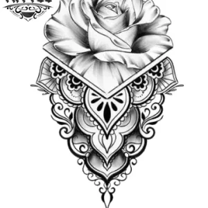 tatouage-mandala-ephemere-rose-design-unique tatouage-mandala-ephemere-rose-design-unique