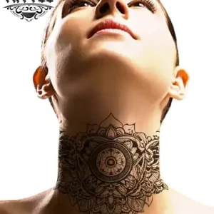 tatouage ephémère mandala pour le cou design artistique tatouage ephémère mandala pour le cou design artistique