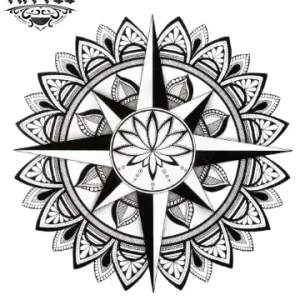 tatouage-mandala-ephemere-rose-des-vents-design-unique tatouage-mandala-ephemere-rose-des-vents-design-unique