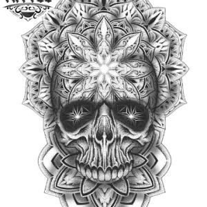 tatouage-ephemere-mandala-tete-de-mort-design-unique tatouage-ephemere-mandala-tete-de-mort-design-unique