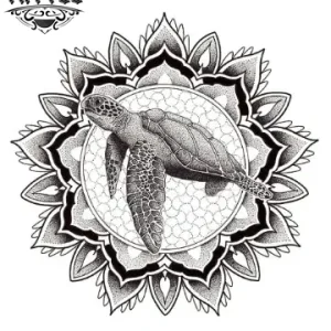 tatouage ephémère mandala tortue style océanique tatouage ephémère mandala tortue style océanique