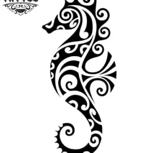 tatouage ephémère maori hippocampe design unique