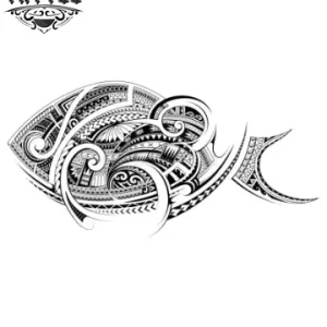 tatouage-maori-ephemere-poisson-design-traditionnel tatouage-maori-ephemere-poisson-design-traditionnel