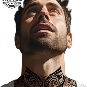 tatouage-ephemere-cou-maorie-design-tribal tatouage-ephemere-cou-maorie-design-tribal