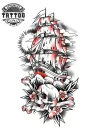 tatouage ephémère marin bateau style nautique design