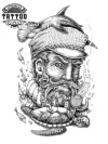 tatouage epoxyéhmère marin pêcheur design temporaire