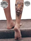 tatouage-mollet-ephemere-lion-design-majesteux tatouage-mollet-ephemere-lion-design-majesteux
