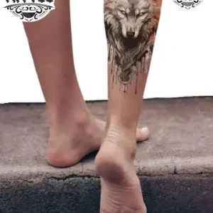 tatouage mollet temporaire loup design unique tatouage mollet temporaire loup design unique