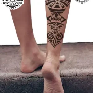 tatouage-ephemere-mollet-maorie-design-polynesien tatouage-ephemere-mollet-maorie-design-polynesien