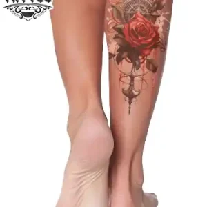 tatouage-mollet-ephemere-rose-des-vents-style-bateau tatouage-mollet-ephemere-rose-des-vents-style-bateau