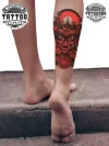tatouage-mollet-ephemere-tahitien-design-traditionnel-polynesien tatouage-mollet-ephemere-tahitien-design-traditionnel-polynesien