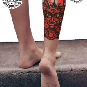 tatouage-mollet-ephemere-tahitien-design-traditionnel-polynesien tatouage-mollet-ephemere-tahitien-design-traditionnel-polynesien