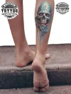 Tatouage éphémère tête de mort pour mollet