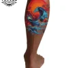 tatouage ephemere mollet vague ocean style temporaire