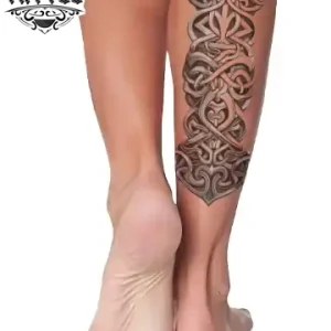 tatouage-mollet-ephemere-nordique-design-unique tatouage-mollet-ephemere-nordique-design-unique