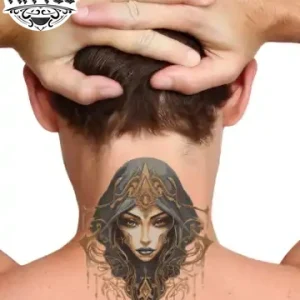 tatouage ephemere nuque arabe elegant pour femmes tatouage ephemere nuque arabe elegant pour femmes