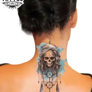 tatouage nuque ephemere attrape reve design original tatouage nuque ephemere attrape reve design original