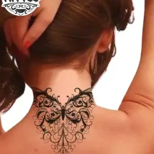 tatouage nuque éphémère motif dentelle élégant tatouage nuque éphémère motif dentelle élégant