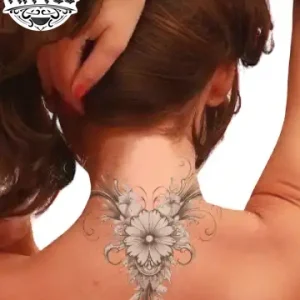 tatouage ephémère nuque femme fleur élégant tatouage ephémère nuque femme fleur élégant