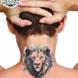 tatouage ephémère nuque lion sauvage durable et stylé tatouage ephémère nuque lion sauvage durable et stylé