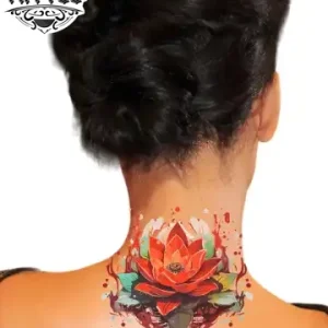 tatouage éphémère nuque lotus délicat et spirituel tatouage éphémère nuque lotus délicat et spirituel