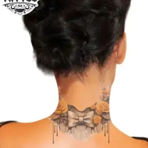 tatouage éphémère nuque motif nœud élégant tatouage éphémère nuque motif nœud élégant