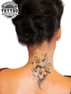tatouage nuque éphémère orchidée florale élégante tatouage nuque éphémère orchidée florale élégante