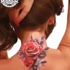 tatouage ephémère nuque motif rose fleur fantaisie
