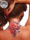tatouage ephémère nuque motif rose fleur fantaisie