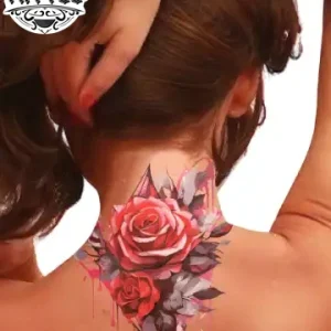 tatouage ephémère nuque motif rose fleur fantaisie tatouage ephémère nuque motif rose fleur fantaisie