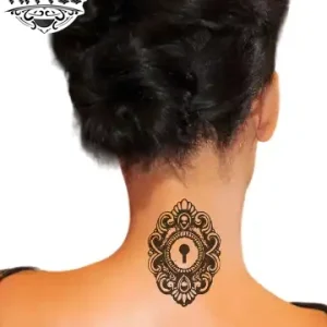 tatouage ephemere serrure nuque style mystere tatouage ephemere serrure nuque style mystere