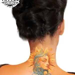 tatouage ephemere soleil nuque style elegance tatouage ephemere soleil nuque style elegance