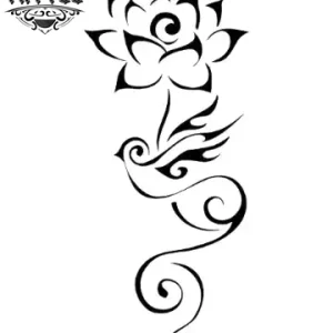 Tatouage éphémère oiseau motif fleur artistique durable
