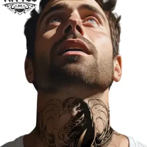 Tatouage Ephemere Oiseau Homme Cou Design Temporaire Tatouage COU Tatouage Ephemere Oiseau Homme Cou Design Temporaire Tatouage COU