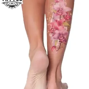 tatouage-mollet-ephemere-orchidee-design-floral-temporaire tatouage-mollet-ephemere-orchidee-design-floral-temporaire