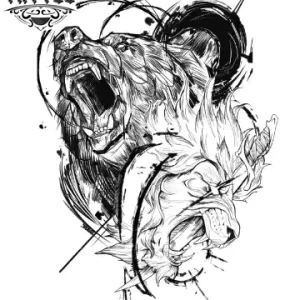 tatouage-ephemere-lion-ours-design-unique tatouage-ephemere-lion-ours-design-unique