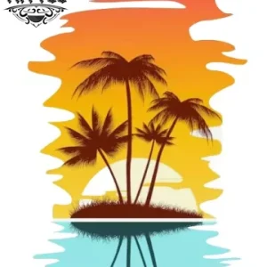tatouage palmier ephemere coucher de soleil tropical vacances