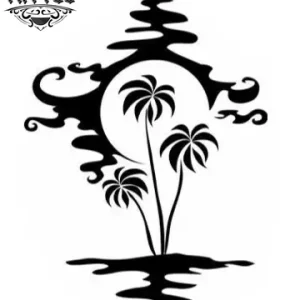 tatouage ephemere palmier et soleil design tropical estival tatouage ephemere palmier et soleil design tropical estival
