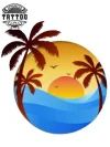 tatouage palmier temporaire soleil mer tropical vacances