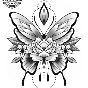 tatouage-ephemere-papillon-sur-fleur-design-unique-elegant tatouage-ephemere-papillon-sur-fleur-design-unique-elegant