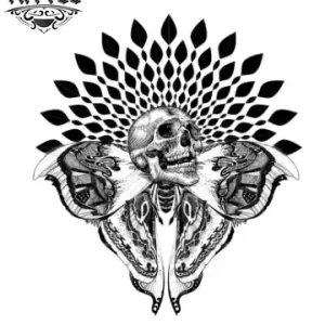 Tatouage ephémère papillon de nuit tête de mort réaliste Tatouage ephémère papillon de nuit tête de mort réaliste