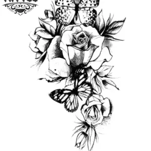 tatouage-ephemere-papillon-rose-design-elegant tatouage-ephemere-papillon-rose-design-elegant