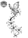 tatouage FLEUR éphémère papillon design intricate
