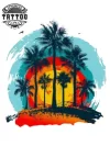 tatouage palmier éphémère paysage tropical tatouage palmier éphémère paysage tropical