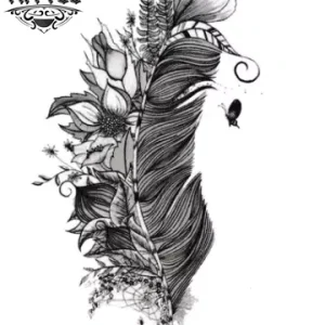 tatouage-ephemere-plume-fleur-design-unique-image tatouage-ephemere-plume-fleur-design-unique-image