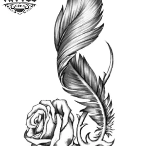 tatouage-ephemere-plume-rose-art-corporel-tendance-elegant tatouage-ephemere-plume-rose-art-corporel-tendance-elegant