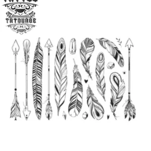 tatouage-plume-ephemere-fleche-design-realiste tatouage-plume-ephemere-fleche-design-realiste