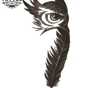 tatouage-ephemere-plume-hibou-design-unique tatouage-ephemere-plume-hibou-design-unique