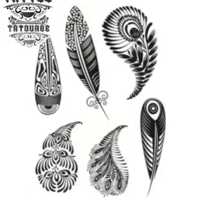tatouage-plume-ephemere-maori-design-unique tatouage-plume-ephemere-maori-design-unique