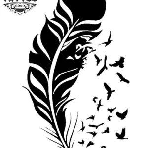 tatouage ephemere plume avec oiseaux art corporel temporaire tatouage ephemere plume avec oiseaux art corporel temporaire